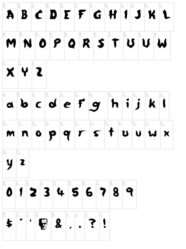 Free Money font map
